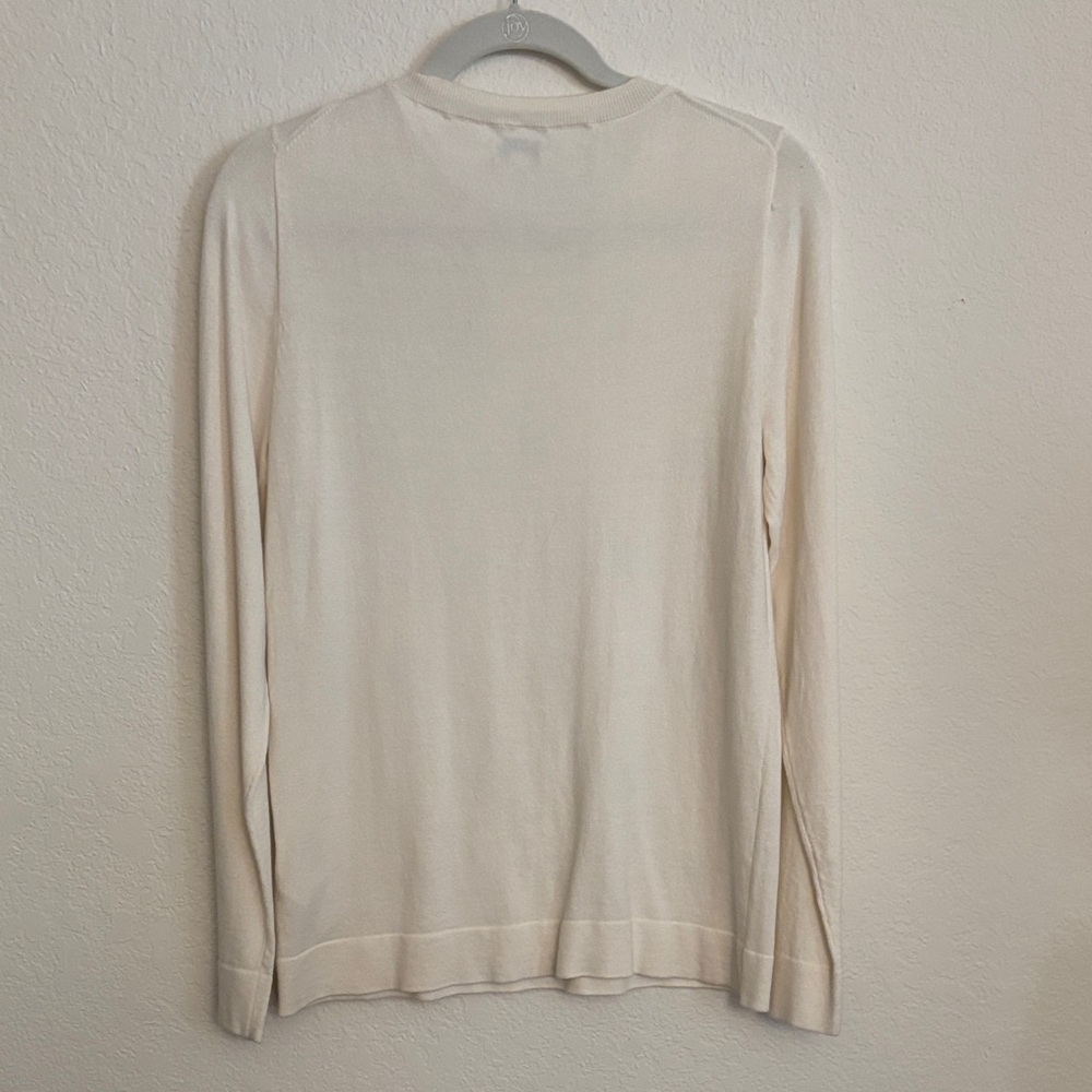 J. Crew Cream Long Sleeve Top with Sequin Bow Accents - Picture 3 of 5